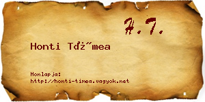 Honti Tímea névjegykártya